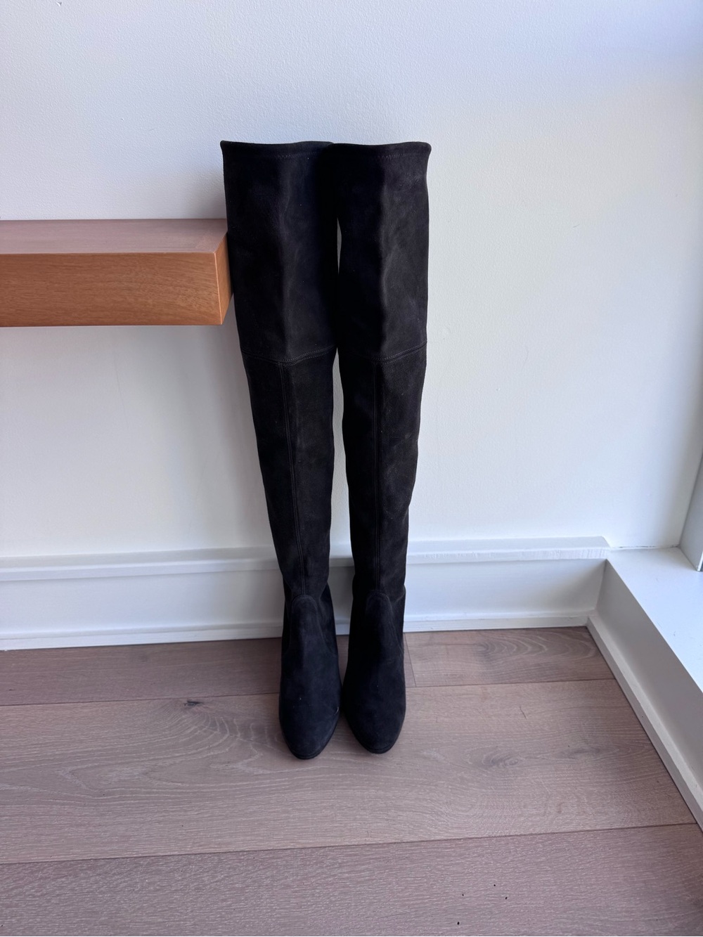 Stuart Weitzman Women's Grey Over-the-Knee Suede Boots